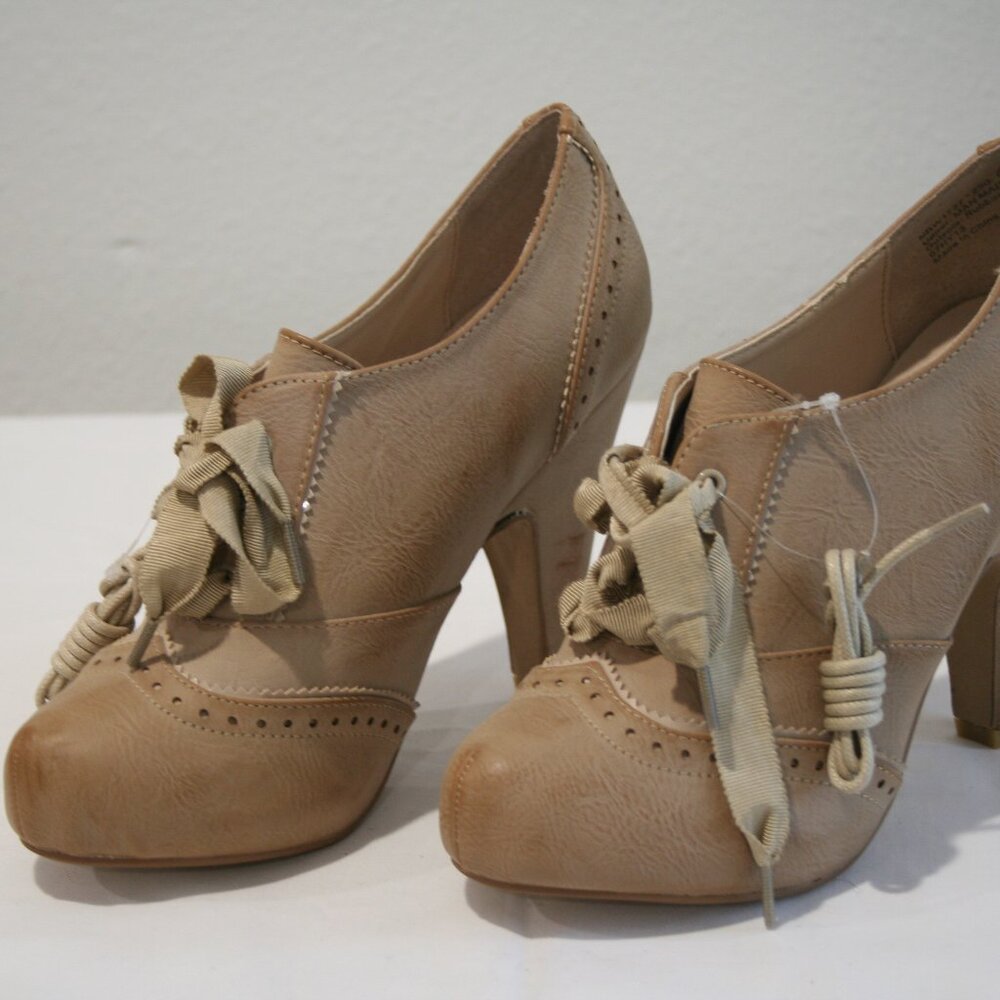 Not Rated Beige Lace-up Heels